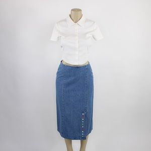 Vintage Christopher & Banks blue denim long skirt